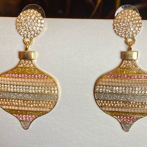 Gold and Multicolor Beaded Earrings